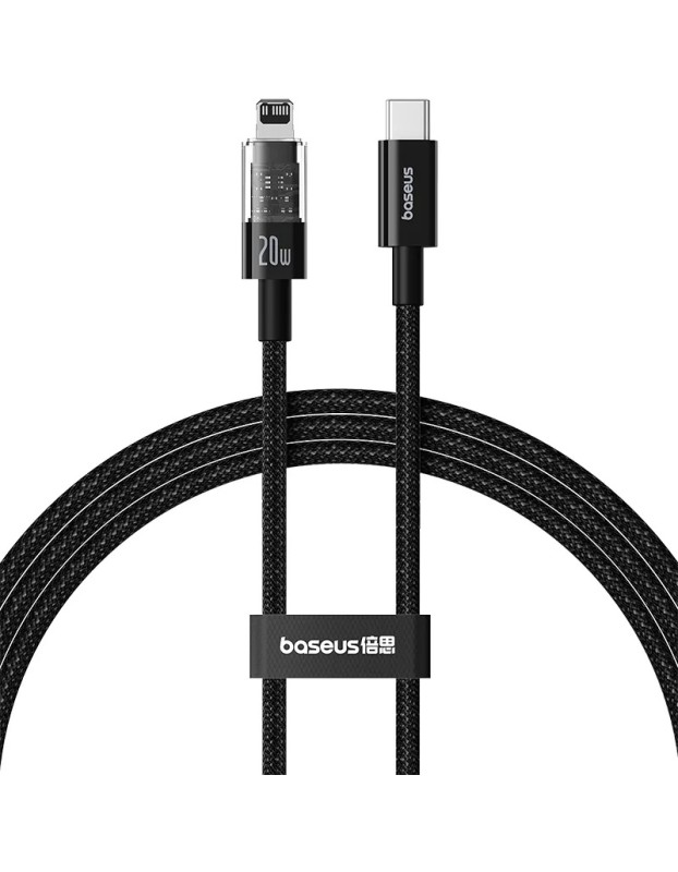 Baseus Cable Lightning to USB-C Gem Series 1.0m 20W Black Baseus Cable Lightning to USB-C Gem Series 1.0m 20W Black