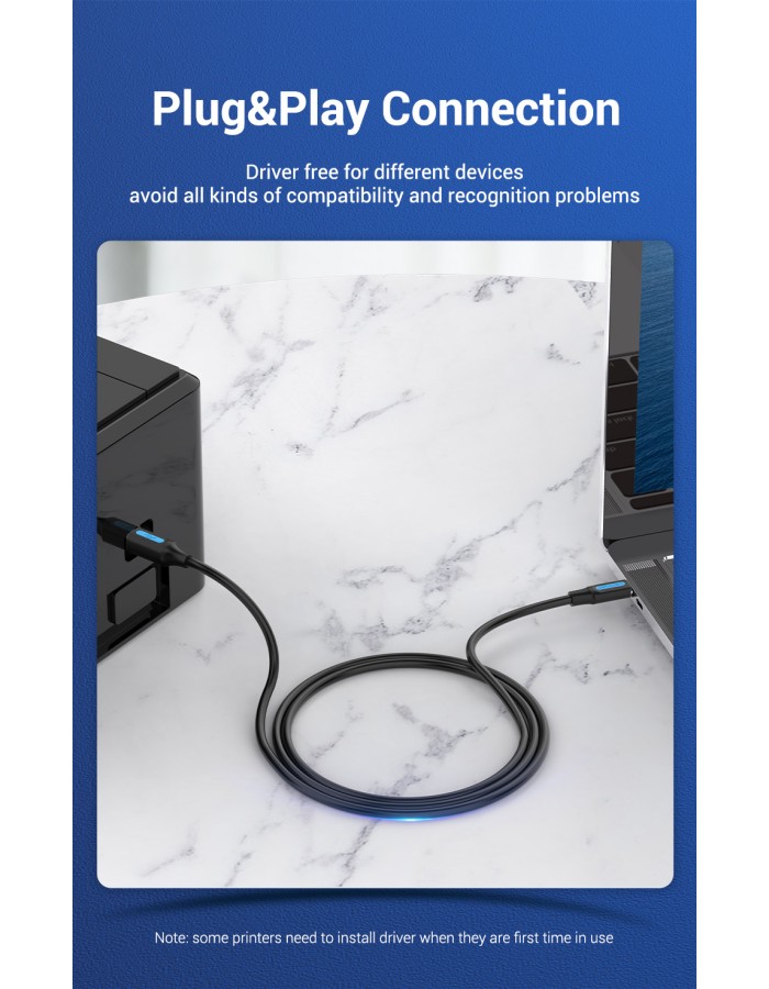 Vention IT Cable USB-C 2.0 to USB-B Male for Printer 2.0m CQUBH