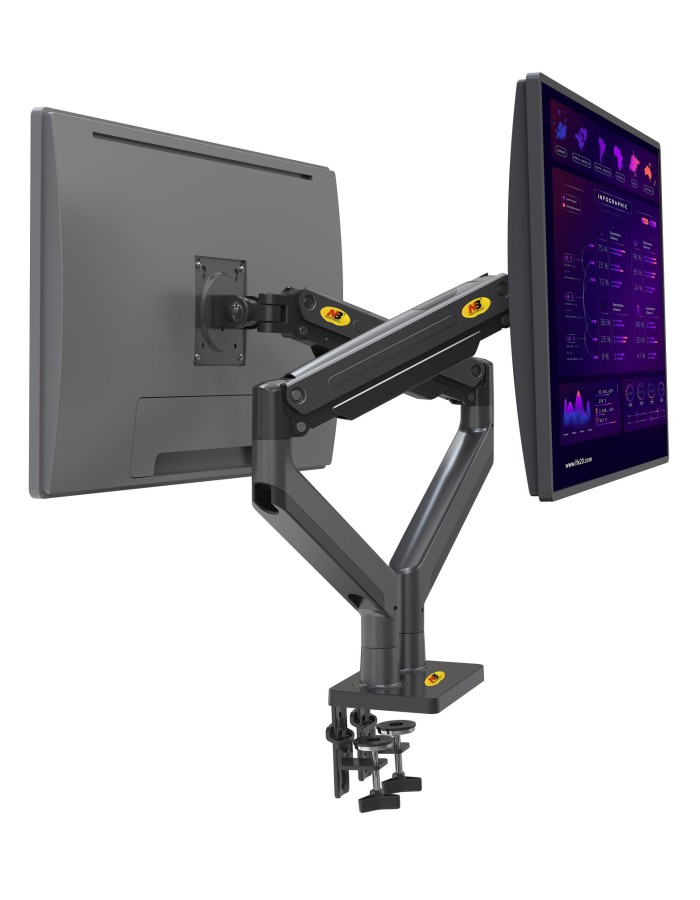 NBMounts G35 Dual Arm Extra Long Gas Monitor Desk Mount NBMounts G35 Dual Arm Extra Long Gas Monitor Desk Mount