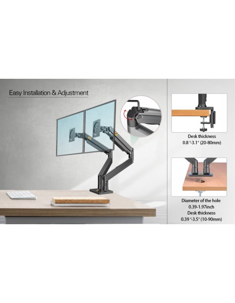 NBMounts G35 Dual Arm Extra Long Gas Monitor Desk Mount NBMounts G35 Dual Arm Extra Long Gas Monitor Desk Mount