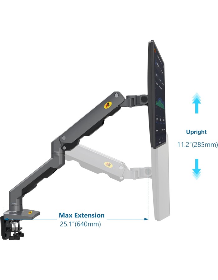 NBMounts G60 Single Arm Heavy Duty Desk Monitor Mount