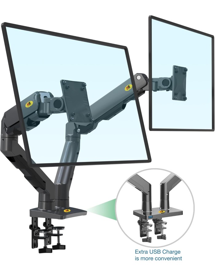 NBMounts G65 Dual Arm Heavy Duty Gas Desk Monitor Mount NBMounts G65 Dual Arm Heavy Duty Gas Desk Monitor Mount