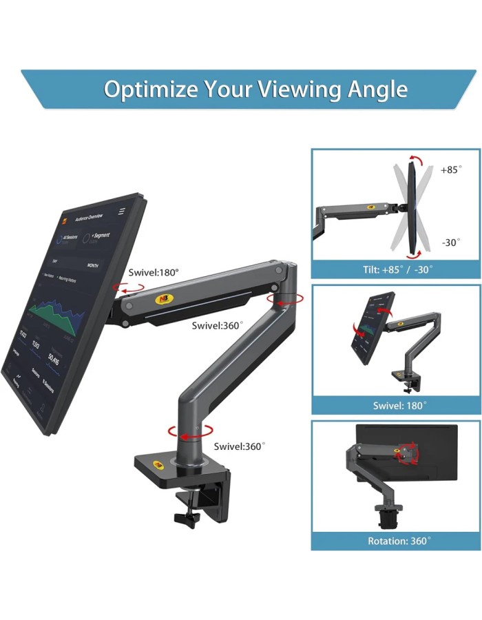 NBMounts G45 Extra Long Arm Desk Monitor Mount (replaces G70) NBMounts G45 Extra Long Arm Desk Monitor Mount (replaces G70)