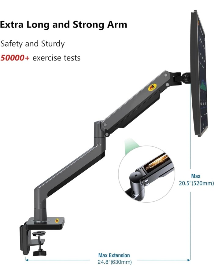 NBMounts G45 Extra Long Arm Desk Monitor Mount (replaces G70) NBMounts G45 Extra Long Arm Desk Monitor Mount (replaces G70)