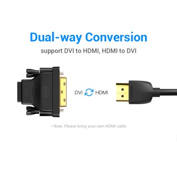 Vention HDMI Female to DVI 24+1 Male Adaptor (Dual Direction) ECDB0 Vention HDMI Female to DVI 24+1 Male Adaptor (Dual Direction) ECDB0