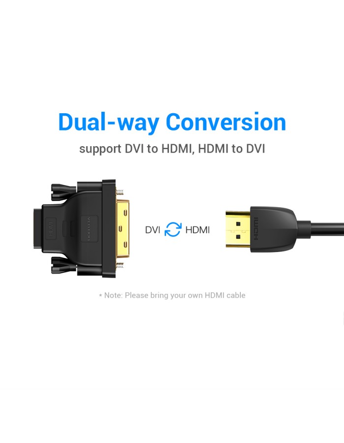 Vention HDMI Female to DVI 24+1 Male Adaptor (Dual Direction) ECDB0 Vention HDMI Female to DVI 24+1 Male Adaptor (Dual Direction) ECDB0