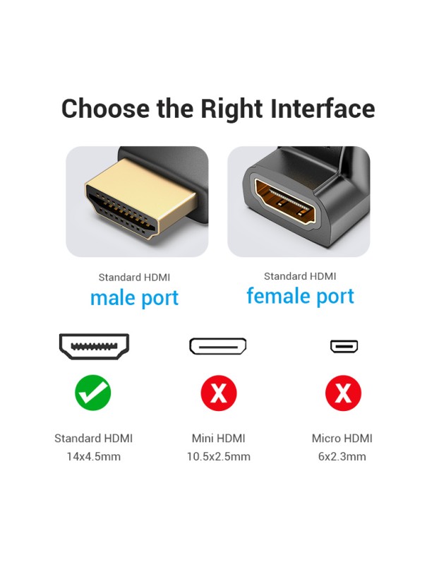 Vention HDMI Right Angle Adaptor Male to Female 270 Degree 4K60Hz AINB0 Vention HDMI Right Angle Adaptor Male to Female 270 Degree 4K60Hz AINB0