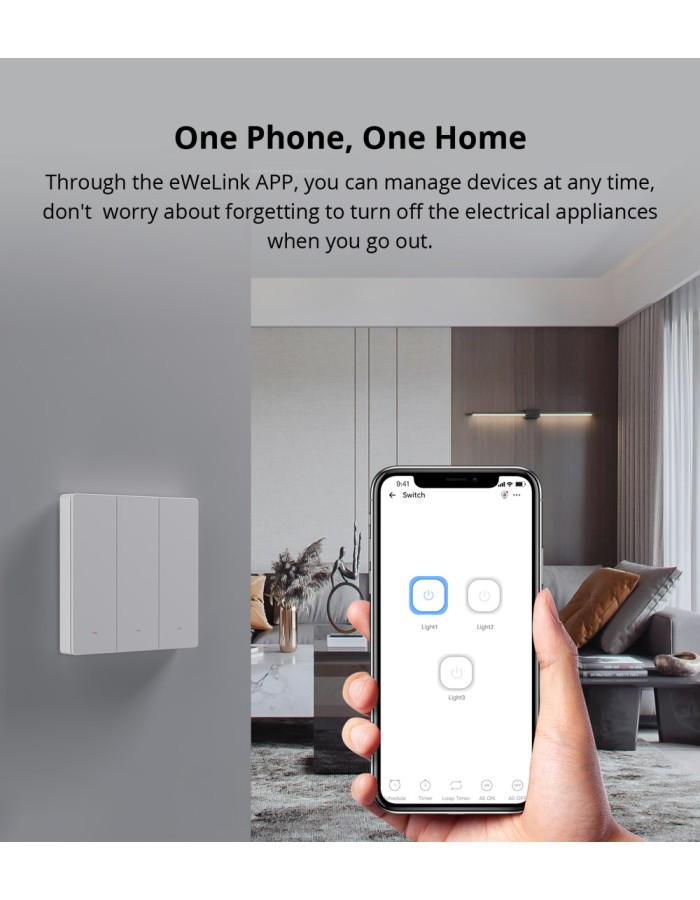 Sonoff M5 Matter WiFi Smart Wall Mechanical Switch 3-Button White Sonoff M5 Matter WiFi Smart Wall Mechanical Switch 3-Button White
