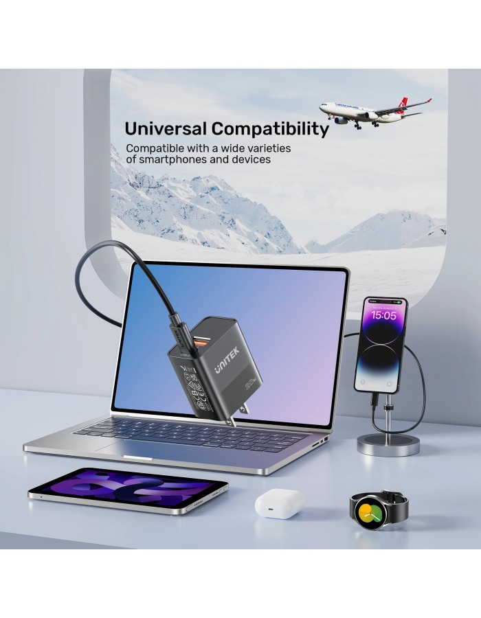 Unitek 20W Wall Charger USB-C PD & QC 3.0 UK P1124ABK Black