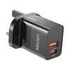 Unitek 20W Wall Charger USB-C PD & QC 3.0 UK P1124ABK Black