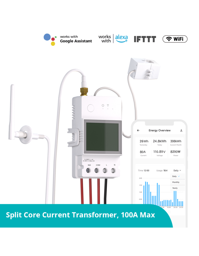 Sonoff WiFi Smart Switch POWCT with 100A Power Metering D/C