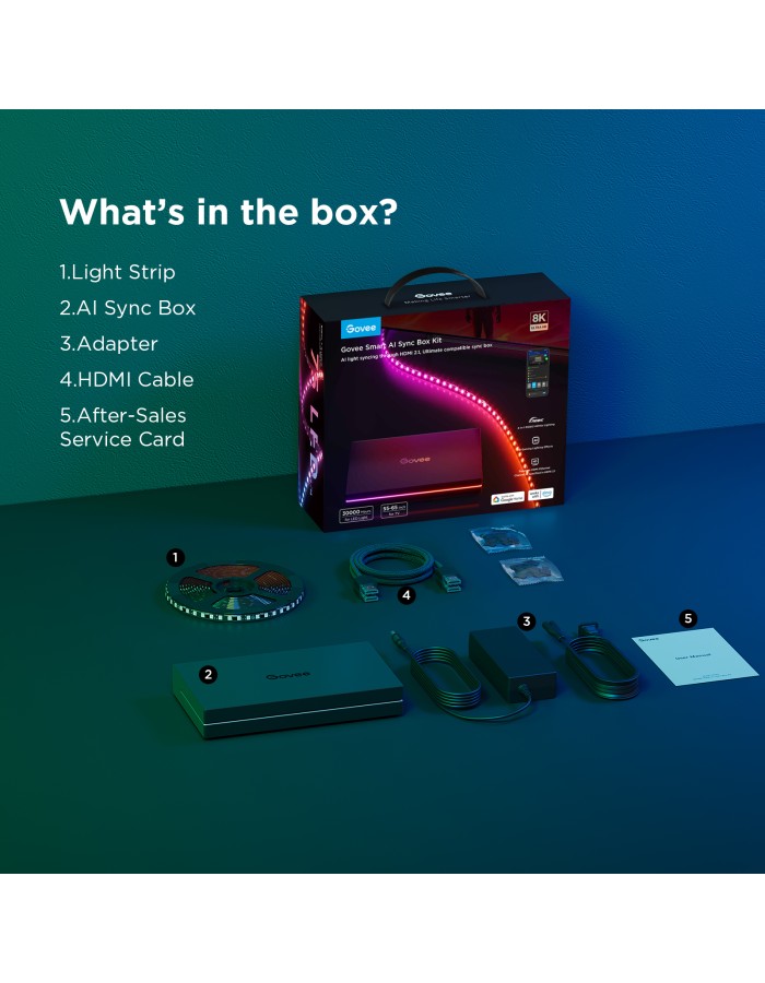 Govee TV AI Sync Box w/Strip Light for 55-65" Max 8K 240HZ (Matter) H8604 Govee TV AI Sync Box w/Strip Light for 55-65" Max 8K 240HZ (Matter) H8604