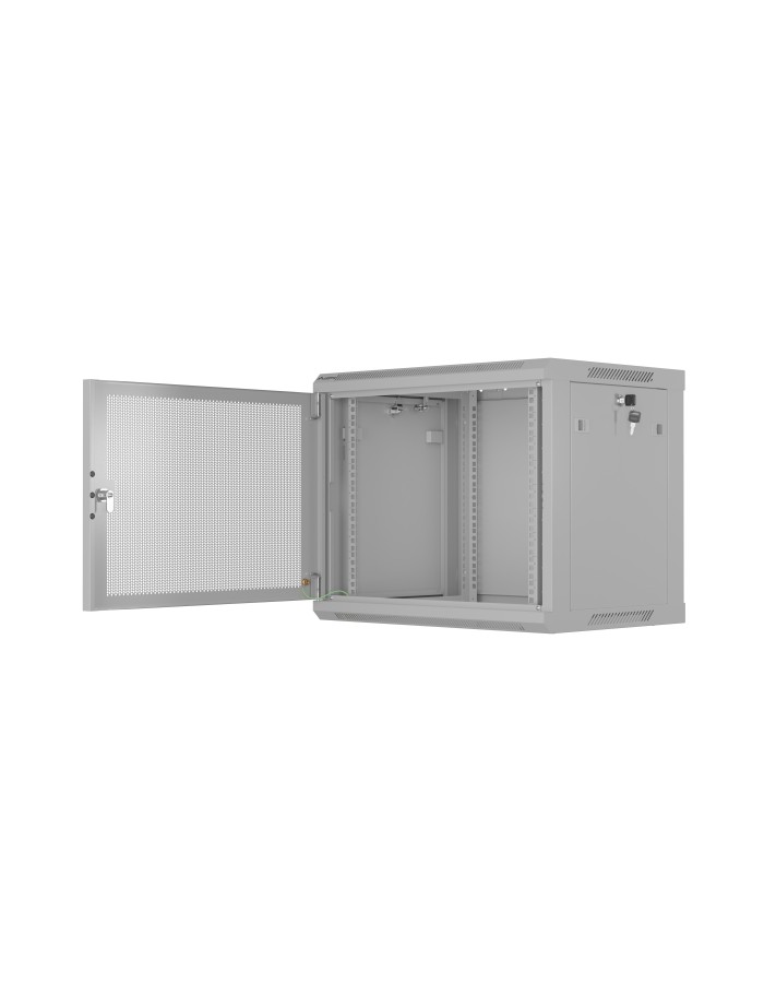Lanberg Wall Rack 19'' with Perforated Door 9U 45cm Grey FLAT PACKED
