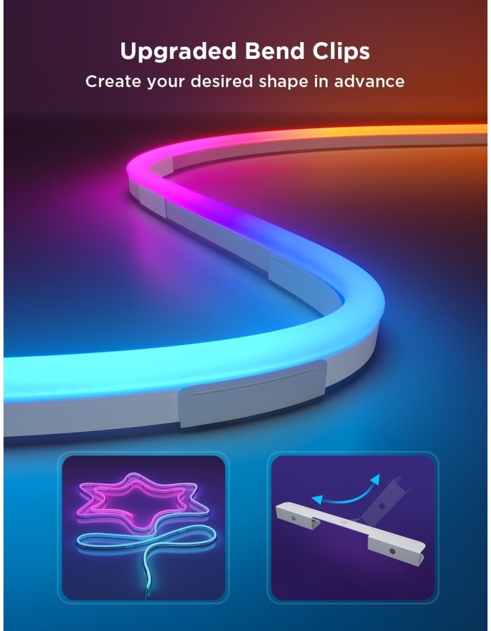 Govee Gaming Wall Neon Rope Light 2 Clips White (5pcs) H10D2