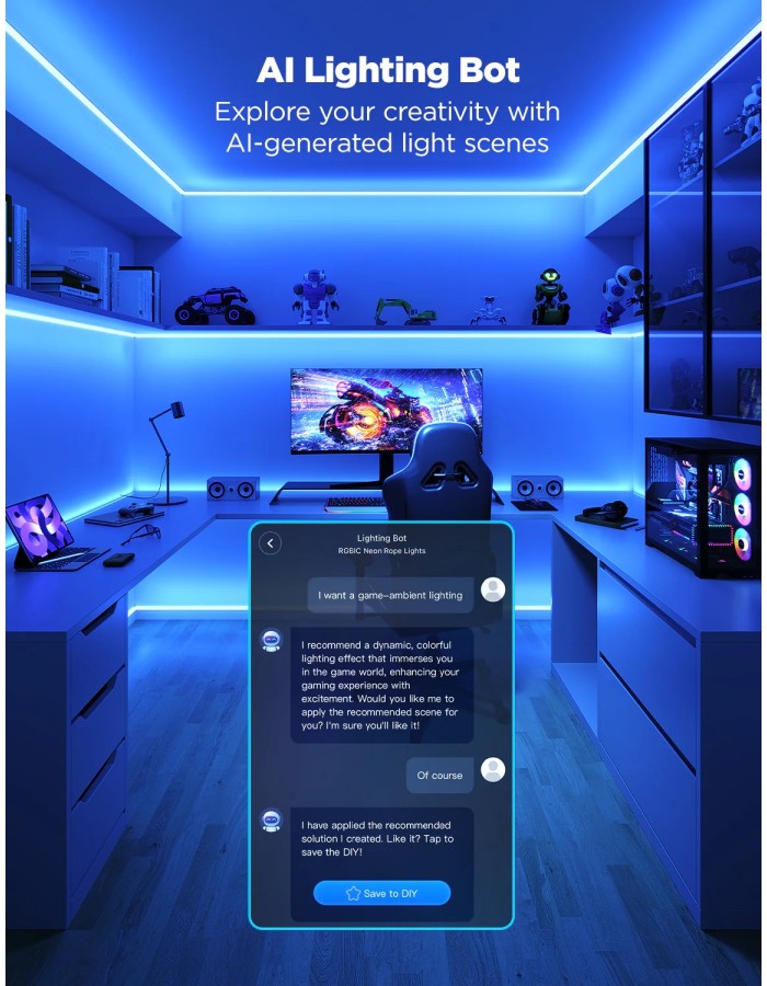 Govee Gaming Wall Neon Rope Light 5m (Wall Lining) H6641