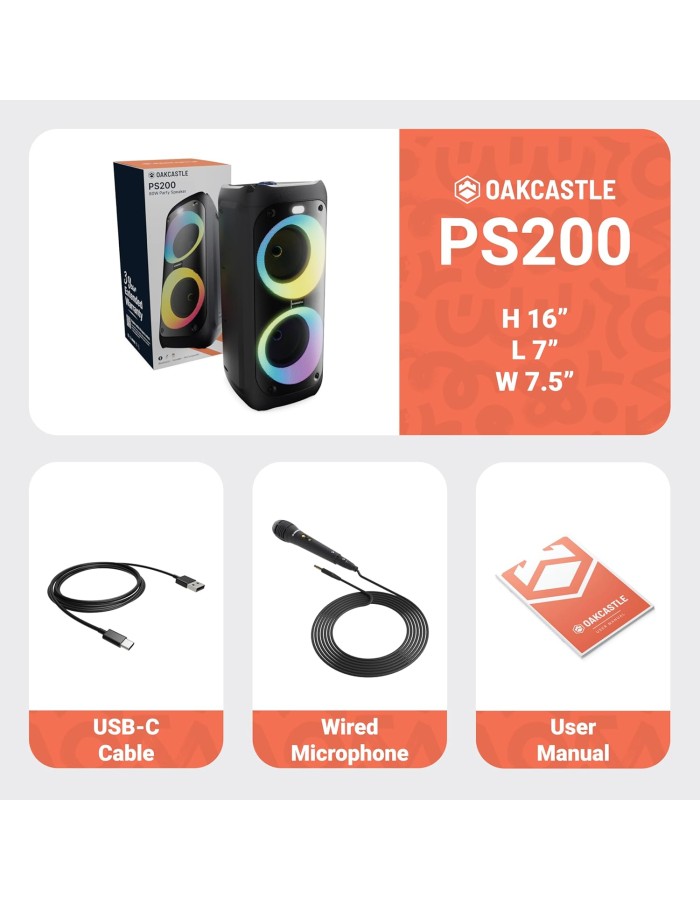 Majority PS200 Oakcastle Portable Karaoke Speaker 80W/BT/USB