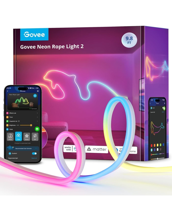 Govee Gaming Wall Neon Rope Light 2 5m (Matter) H61D5 Govee Gaming Wall Neon Rope Light 2 5m (Matter) H61D5
