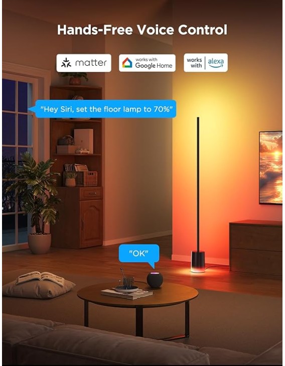 Govee Lamp Floor Smart RGBICWW Supports Matter (Floor Lamp 2 Black) H607C Govee Lamp Floor Smart RGBICWW Supports Matter (Floor Lamp 2 Black) H607C