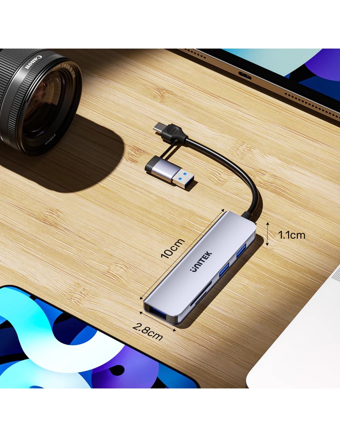 Unitek USB-C Hub 3xUSBA SD/Micro SD Card Reader H1320A