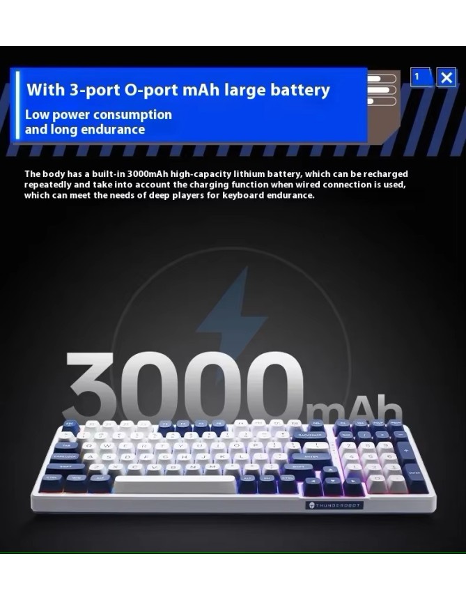 Thunderobot K98 GASKET Mechanical Keyboard Trimode 2.4GHz-BT-USBC 99 Red Switch Keys