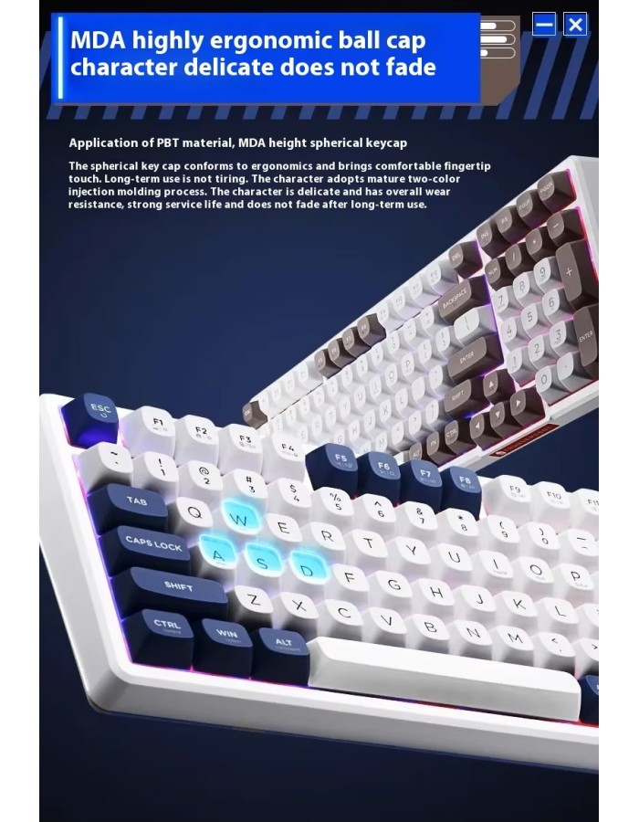 Thunderobot K98 GASKET Mechanical Keyboard Trimode 2.4GHz-BT-USBC 99 Red Switch Keys