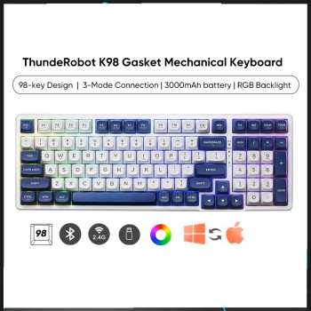 Thunderobot K98 GASKET Mechanical Keyboard Trimode 2.4GHz-BT-USBC 99 Red Switch Keys Thunderobot K98 GASKET Mechanical Keyboard Trimode 2.4GHz-BT-USBC 99 Red Switch Keys