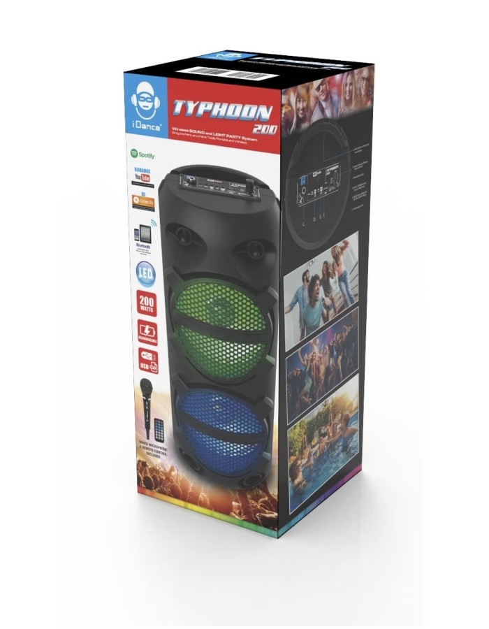 iDance Typhoon 200 Portable Speaker with Microphone & Remote