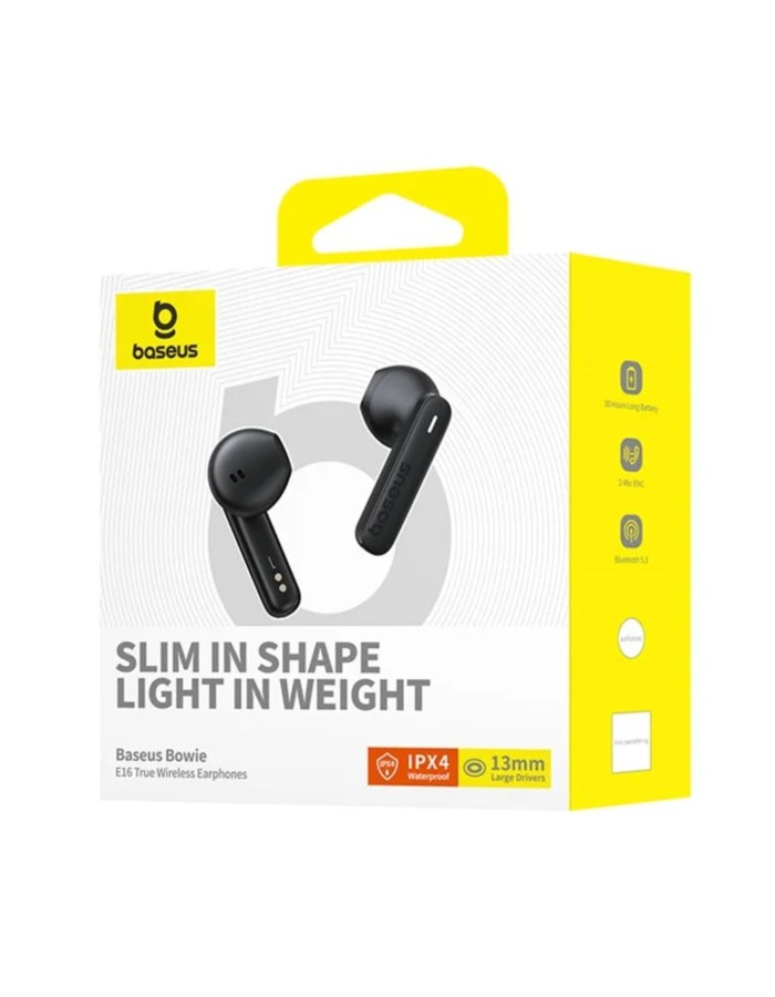 Baseus Headphones In Ear TWS Plastic Bowie E16 Black Baseus Headphones In Ear TWS Plastic Bowie E16 Black