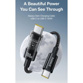 Baseus Cable USB-C to USB-C Gem Series 100W 1.0m Black