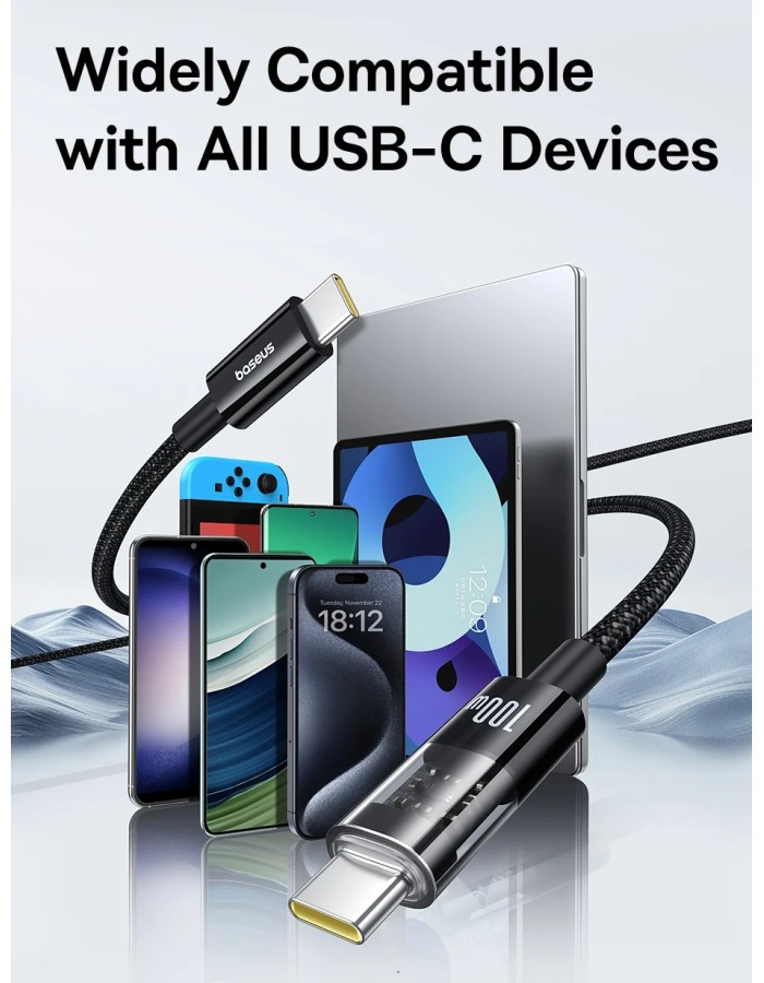 Baseus Cable USB-C to USB-C Gem Series 100W 1.0m Black