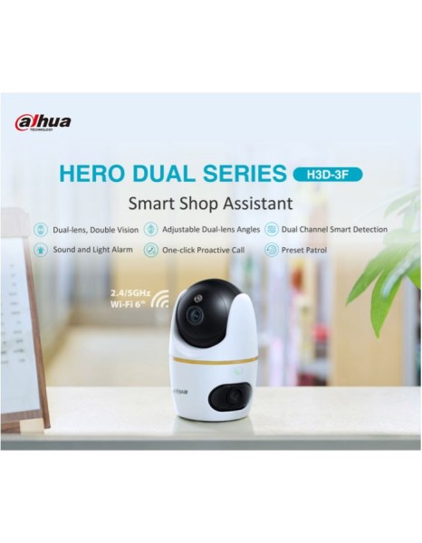 Dahua IP Indoor 3.0MP Wifi PT Dome Dual Lens H3D-3F