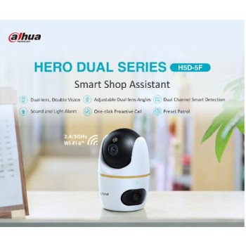 Dahua IP Indoor 5.0MP Wifi PT Dome Dual Lens H5D-5F