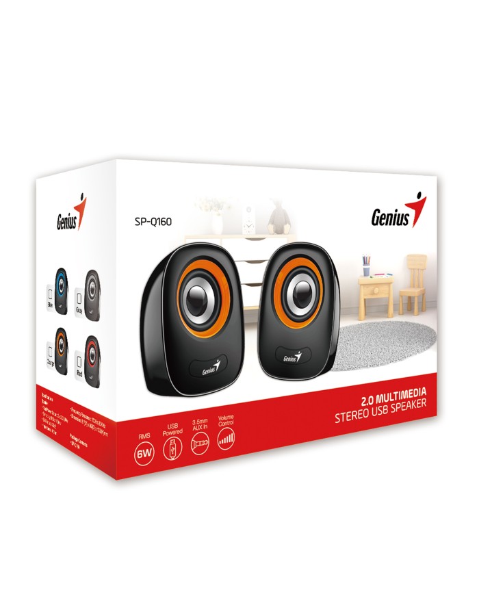 Genius PC Speakers 2.0 6W 3.5mm USB Powered Grey SP-Q160