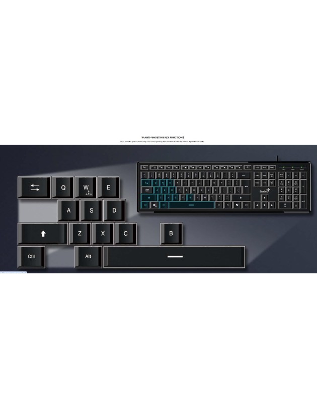 Genius SlimStar 820 Wired Illuminated AI Keyboard English