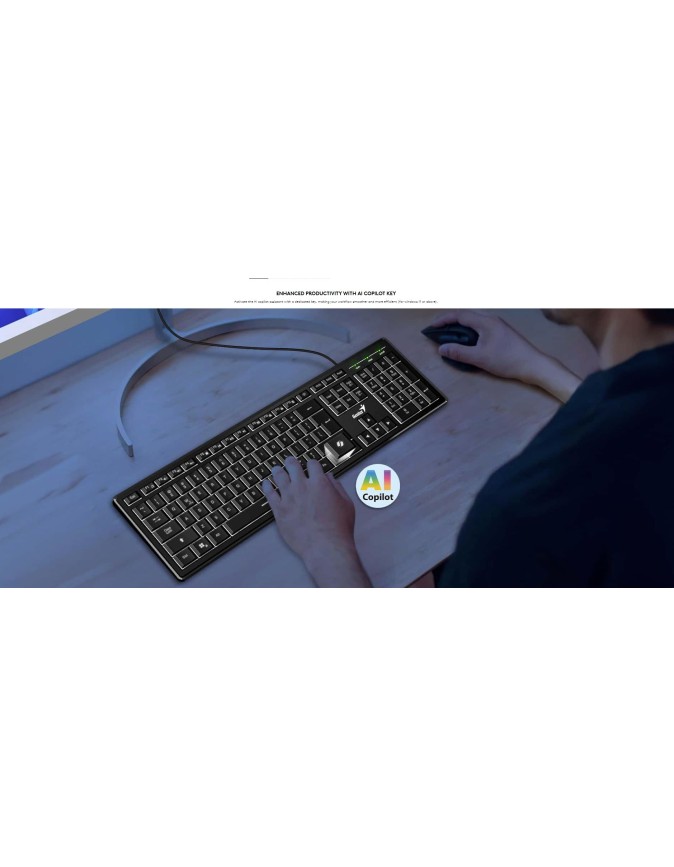 Genius SlimStar 820 Wired Illuminated AI Keyboard English