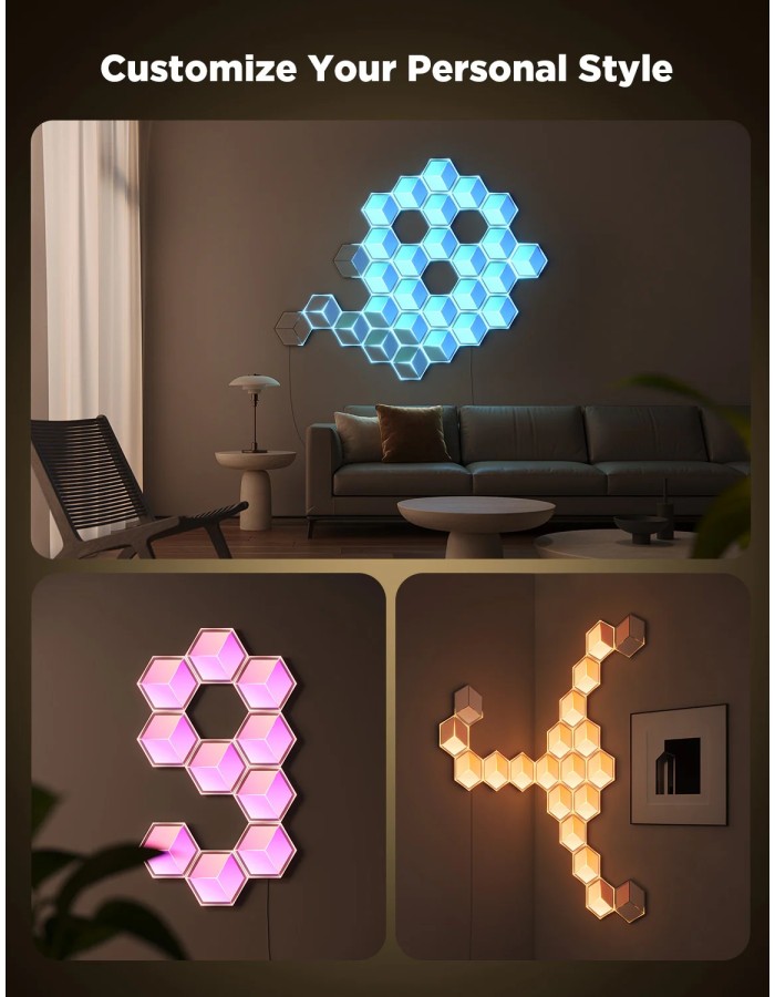 Govee Gaming Wall Glide Hexa Ultra Light Panels 7pcs (EU) H606A Govee Gaming Wall Glide Hexa Ultra Light Panels 7pcs (EU) H606A