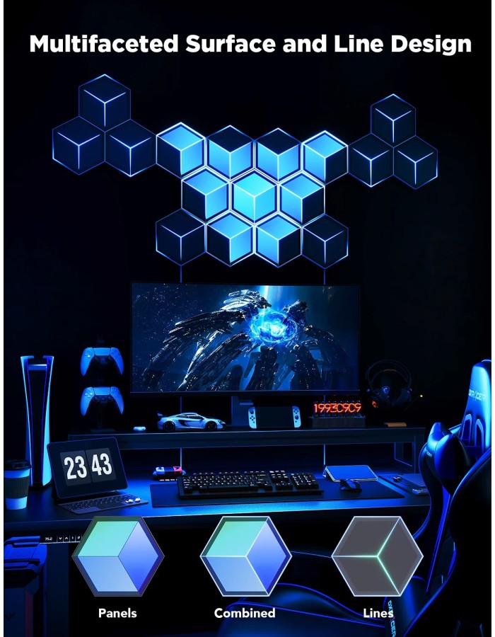 Govee Gaming Wall Glide Hexa Ultra Light Panels 7pcs (EU) H606A Govee Gaming Wall Glide Hexa Ultra Light Panels 7pcs (EU) H606A