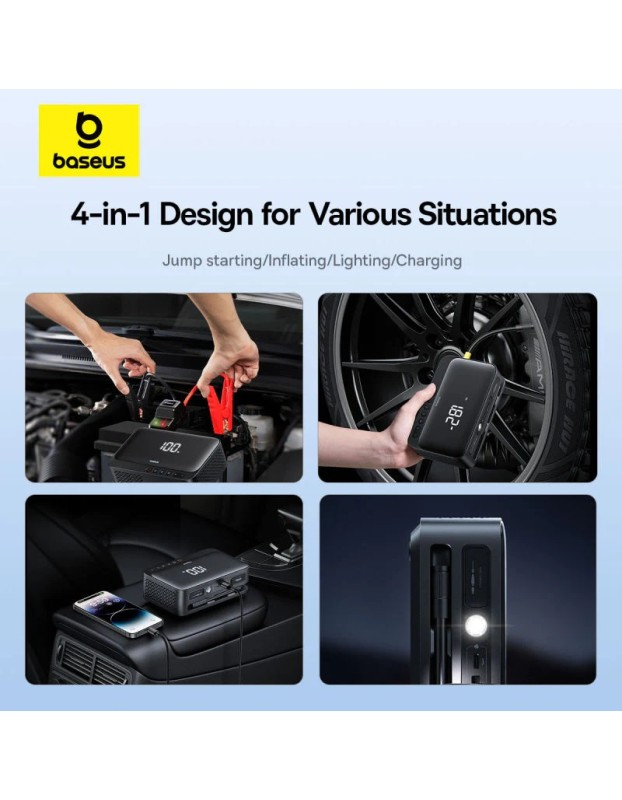 Baseus Car Jump Start Booster & Powerbank + Inflator 6000mAh 600A SUPER ENERGY Baseus Car Jump Start Booster & Powerbank + Inflator 6000mAh 600A SUPER ENERGY