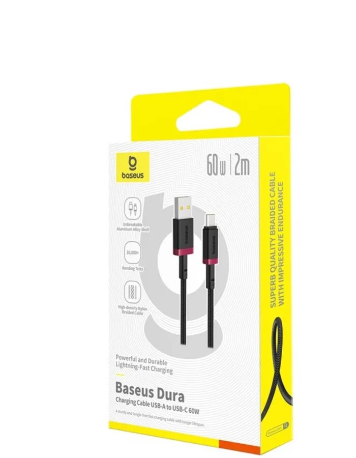 Baseus Cable USB-C to USB-A Dura Series Braided 1.0m Black+Red Baseus Cable USB-C to USB-A Dura Series Braided 1.0m Black+Red