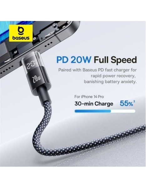 Baseus Cable Lightning to USB-C Display 2 Series Braided 20W 2.0m Black Baseus Cable Lightning to USB-C Display 2 Series Braided 20W 2.0m Black