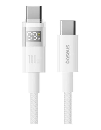 Baseus Cable USB-C to USB-C Display 2 Series Braided 100W 1.0m White Baseus Cable USB-C to USB-C Display 2 Series Braided 100W 1.0m White