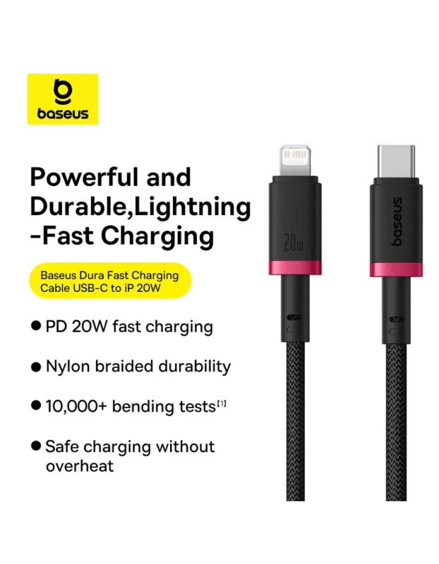 Baseus Cable Lightning to USB-C Dura Series Braided 1.0m Black Baseus Cable Lightning to USB-C Dura Series Braided 1.0m Black