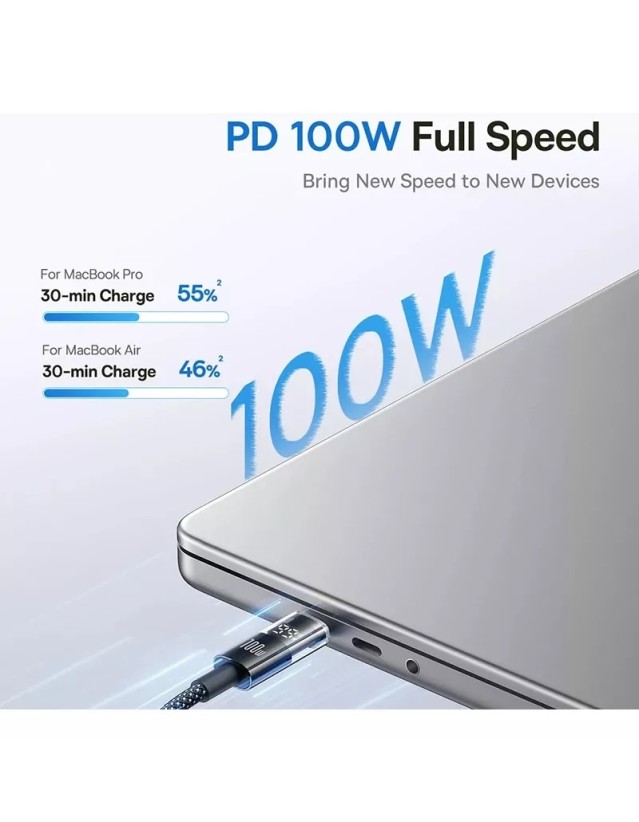 Baseus Cable USB-C to USB-C Display 2 Series Braided 100W 1.0m White Baseus Cable USB-C to USB-C Display 2 Series Braided 100W 1.0m White