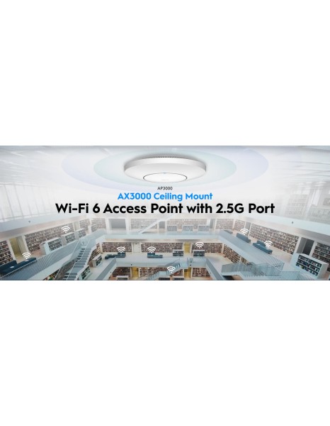 Cudy Access Point Ceiling AX3000 Dual Band 2.5G Wi-Fi 6 Injector AP3000_P