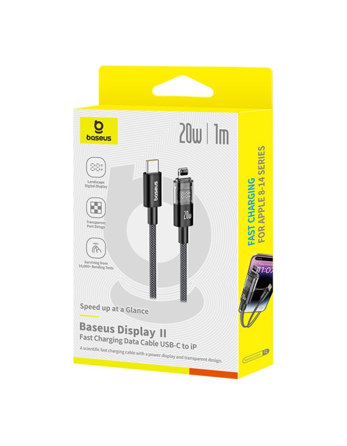 Baseus Cable Lightning to USB-C Display 2 Series Braided 20W 2.0m Black Baseus Cable Lightning to USB-C Display 2 Series Braided 20W 2.0m Black