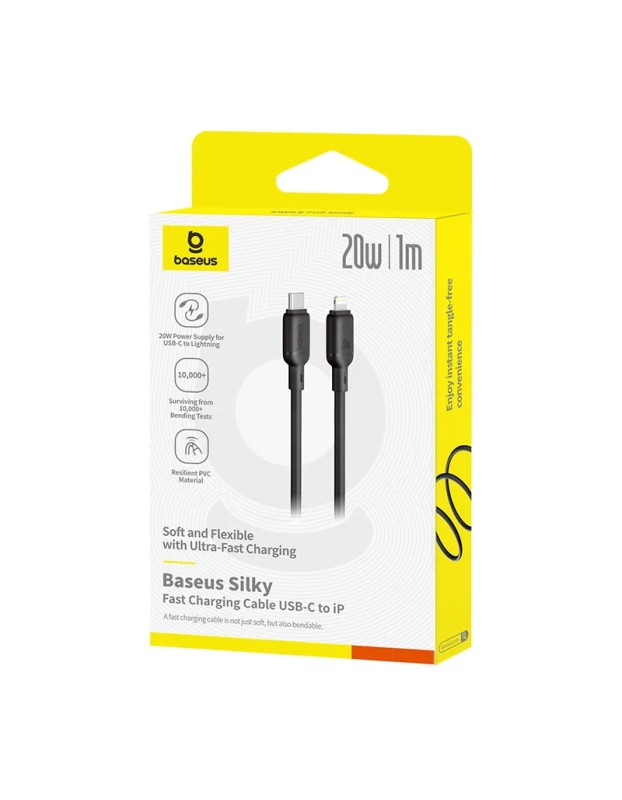 Baseus Cable Lightning to USB-C Silky Series 1.0m Black Baseus Cable Lightning to USB-C Silky Series 1.0m Black