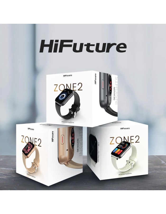 HiFuture ZONE2 Silver/Grey IP68 SmartWatch Supports Wireless Calling, 7day Battery & Health Monitoring Features