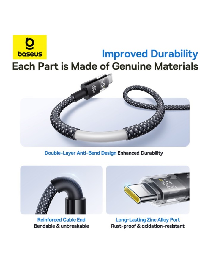 Baseus Cable USB-C to USB-A Display 2 Series Braided 100W 2.0m Black Baseus Cable USB-C to USB-A Display 2 Series Braided 100W 2.0m Black