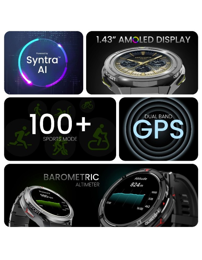 HiFuture Adventure GPS SmartWatch ACTIVE Black/Red with Stainless Steel + Silicone Bands HiFuture Adventure GPS SmartWatch ACTIVE Black/Red with Stainless Steel + Silicone Bands