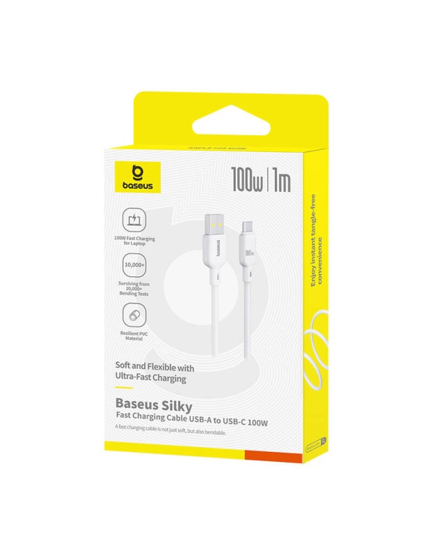 Baseus Cable USB-C to USB-A Silky Series 1.0m 100W White Baseus Cable USB-C to USB-A Silky Series 1.0m 100W White
